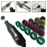 Mini-brosse abrasive, tampon à récurer en nylon, disque de polissage en fibre avec tige de 3 mm pour accessoires d'outils rotatifs Dremel