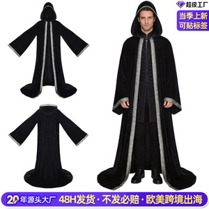 Capa Larga de Terciopelo con Capucha y Ribete Plateado para Disfraz de Grim Reaper Godfather, Ideal para Halloween, Juegos de Rol y Anime, Verano 2026 - Product Image 2