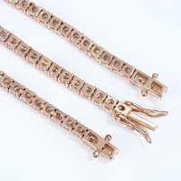 Nouveau bracelet chaîne tennis en argent sterling 925 avec diamants VVS et moissanite, plaqué or rose 18 carats, pour hommes et femmes, cadeau tendance