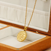 Lincy rétro Tarot 12 signe du zodiaque pendentif collier en acier inoxydable plaqué or Unique soleil 20mm pièce collier à breloques pour les filles
