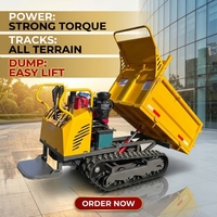 Mini-dumper sur chenilles 800 kg, transporteur de jardin à conducteur marchant, moteur diesel KOP192 certifié EPA Euro 5