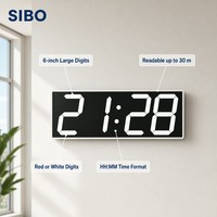 Jam Dinding LED Sinkronisasi Jaringan WS-604S WiFi NTP 6 Inci 4 Digit Jam Waktu Peredupan Otomatis 30 Alarm Relay Bel untuk Sekolah