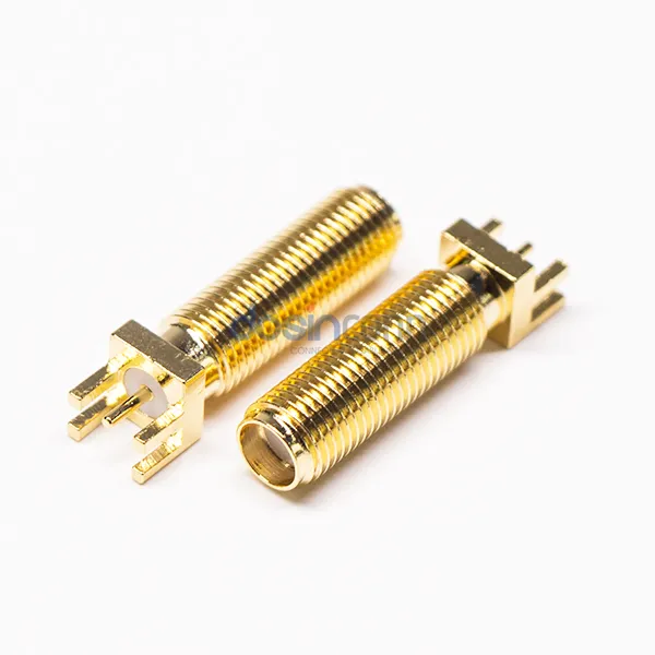 Gold Golden screw SMA plated straight vertical throught hole rf coaxial male female jack adapter SMA connector