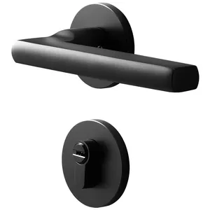 Matt Black Aluminum Alloy Round Lever Door Handle Design Handles For Wooden Doors