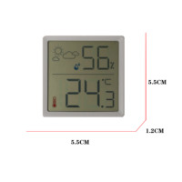 Jam Digital Elektronik Persegi Tipis Senyap Pintar, Termometer Magnetik Higrometer ABS untuk Kamar Tidur Dapur