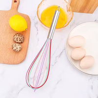 Ensemble de fouets et batteurs à œufs en silicone de 8/10/12 pouces, lot de 3 avec manche en acier inoxydable, lavable au lave-vaisselle, ustensiles de cuisine
