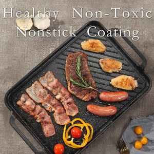 Grille <span class=keywords><strong>rectangulaire</strong></span> en aluminium moulé sous pression à <span class=keywords><strong>induction</strong></span> pour la maison Poêle à steak carrée épaissie pour la cuisine à poisson - Product Image 5