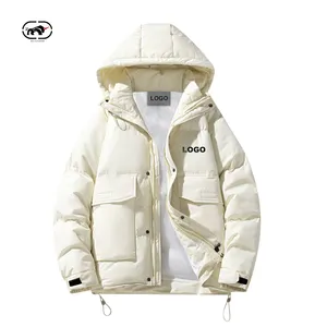 Custom Men Puffer 90 Duck Down Jacket Coat Winter Windproof Waterproof Hooded Warm Puffer Jacket