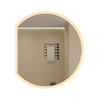 Cermin LED dinding, berbentuk khusus pencahayaan pintar, Sensor penghilang kusut, cermin kamar mandi kosmetik terpasang di dinding, bingkai paduan aluminium IP65 rumah