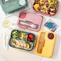 Boîte à lunch en plastique à 4 compartiments Récipient de conservation des aliments de cuisine avec compartiments divisés