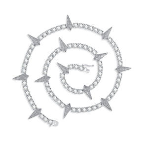 Pass Diamond Tester ghiacciato 925 in argento Sterling Hip Hop Vvs Moissanite Hip Hop con denti di lupo a spillo collana a catena bracciale Tennis - Product Image 1