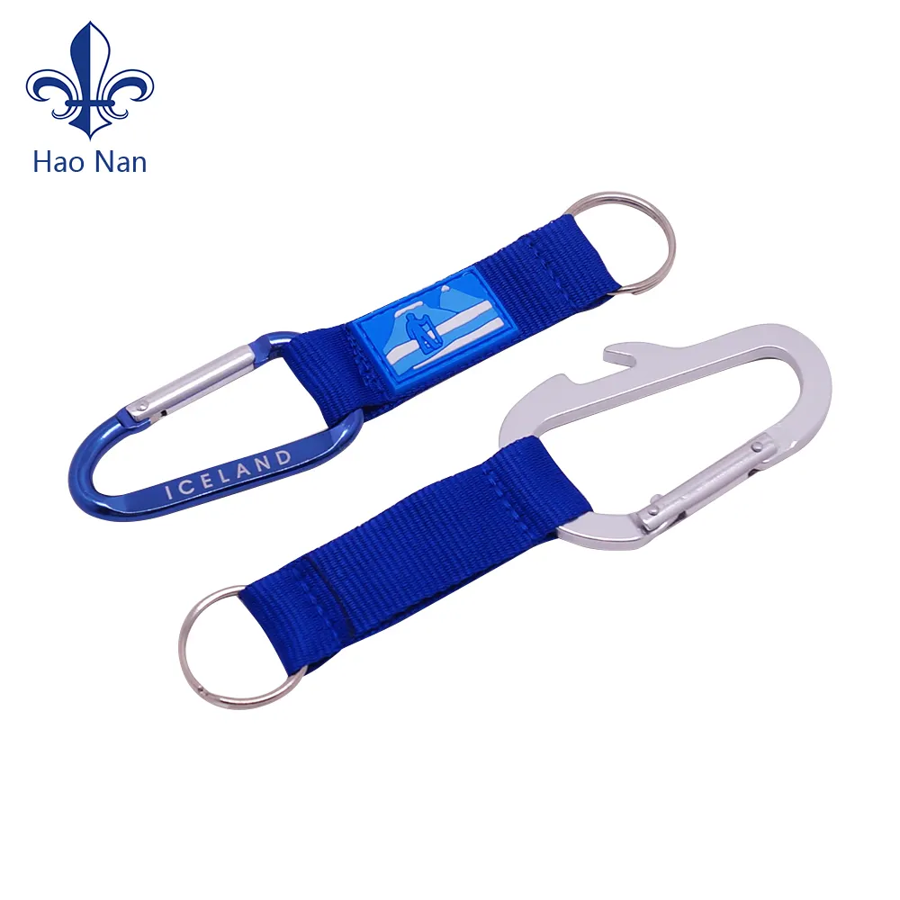 High quality carabiner lanyards aluminum bottle opener keychain carabiner with logo custom