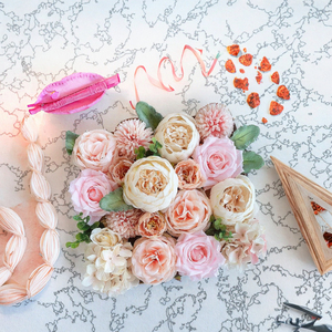 Combo <span class=keywords><strong>de</strong></span> fleurs artificielles faites à la main pour le bricolage <span class=keywords><strong>de</strong></span> bouquets <span class=keywords><strong>de</strong></span> <span class=keywords><strong>mariée</strong></span> <span class=keywords><strong>de</strong></span> mariage Mélange <span class=keywords><strong>de</strong></span> roses en soie <span class=keywords><strong>rose</strong></span> <span class=keywords><strong>et</strong></span> <span class=keywords><strong>de</strong></span> pivoines avec tiges - Product Image 3