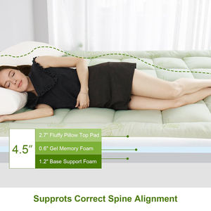 <span class=keywords><strong>Surmatelas</strong></span> en mousse à mémoire <span class=keywords><strong>de</strong></span> <span class=keywords><strong>forme</strong></span> microfibre rafraîchissante double couche, taille Queen, 4,5 pouces, avec coussin <span class=keywords><strong>de</strong></span> surface (2,7 pouces extra épais, peluche douce, 1,8 pouces gel) - Product Image 5