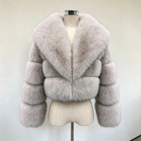 Manteau de mode pour femmes, nouveau style, avec empiècements en fourrure de renard synthétique, col en fourrure longue, longueur courte, tissu en laine