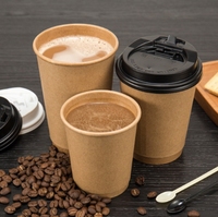 Gobelet en papier kraft biodégradable à double paroi personnalisé avec couvercle pour boisson chaude à emporter et fêtes