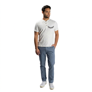 T-shirt en coton blanc à manches courtes pour homme avec logo, coupe décontractée, jersey tricoté respirant, col rond - Product Image 1
