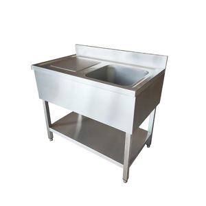 Évier double en acier inoxydable épaissi VCT, cuve droite avec égouttoir gauche, 180*70*90mm, station de lavage industrielle - Product Image 5