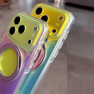 Camera Protection <b>Ring</b> Metal Stand Magnetic <b>Phone</b> Case For iPhone 17 16 15 14 ProMax Gradient Color Laser Hard Cover - Product Image 4