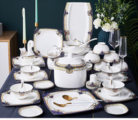 Service de vaisselle de luxe 60 pièces en porcelaine fine et céramique, style européen, pour la maison et les réceptions