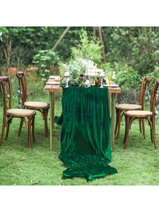 La cheminée de <span class=keywords><strong>table</strong></span> en velours vert et haut de gamme convient aux mariages, à la Saint-Valentin et à la décoration intérieure - Product Image 1