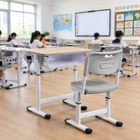 Table et chaise d'étude 2 en 1 pour enfants, hauteur réglable, pieds télescopiques, design ergonomique pour la maison, l'école, le centre de formation, la maternelle