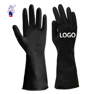 Gants de nettoyage de cuisine de taille moyenne en caoutchouc imperméable à l'eau Gants de ménage de sécurité pour la vaisselle Printemps Automne Long Design en latex - Product Image 1