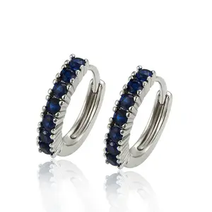 A00546788 Xuping Jewelry 2021 New elegant simple style earrings with blue diamond and rhodium clip for ladies earrings