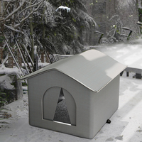 Maison pour chat d'extérieur isolée pliable de style moderne, montage facile, motif solide, abri pour animaux de compagnie, chats