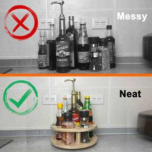 Organisateur de rangement de cuisine en bambou, plateau tournant pour épices, support à épices en bambou - Product Image 5