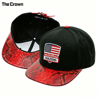 Gorra Unisex de Hip Hop de Seis Paneles con Visera Plana, Diseño Bicolor, de Alta Calidad, con Borde de Piel de Serpiente, Gorro Deportivo de Forro Polar con Parche Bordado y Correa Ajustable