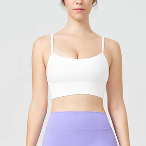 Sujetador Deportivo para Mujer, Color Verde Azulado, Estilo Racerback, Sin Varillas, Media Copa, Resistente a Impactos, Transpirable, Sin Costuras, Spandex/Algodón, para Yoga, Todas las Temporadas - Product Image 5