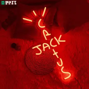 Matt Dropshipping Aangepaste Neon Sign Letters Wall Mount Indoor Gebruik 12V Led Licht Cactus Jack Voor Home Decor