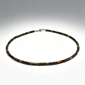 Women's Tiger's Eye Beaded <b>Necklace</b> Letter Shape Trendy Minimalist Natural Stone Healing Earth Tone Strand <b>Necklace</b> Gift - Product Image 4