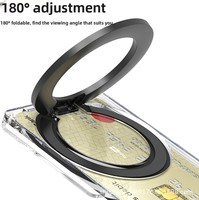 Étui magnétique transparent pour iPhone 17, avec fente latérale pour cartes, support intégré et impression personnalisée