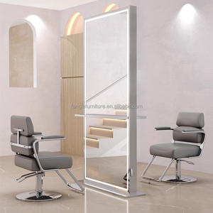 Specchio da Barbiere a Doppia Faccia, Specchi per <span class=keywords><strong>Salone</strong></span>, Specchio in Acciaio Inossidabile per Parrucchiere, Stazione per Taglio Capelli e Trucco - Product Image 3