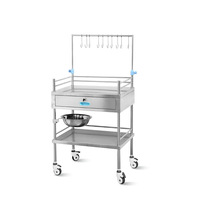SKH032 SAIKANG Chariot médical d'urgence en acier inoxydable pour hôpitaux et cliniques, certifié EN60601, capacité de charge de 50 lb