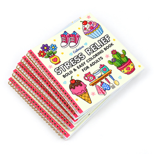Livre de <span class=keywords><strong>coloriage</strong></span> personnalisé anti-stress pour adultes, art ligné audacieux <span class=keywords><strong>et</strong></span> facile, reliure spirale Wire-o, impression en gros - Product Image 1
