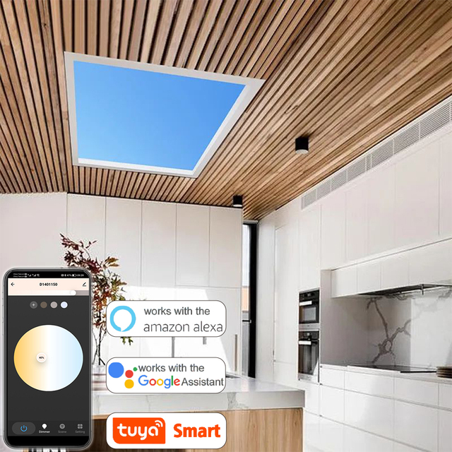 Tuya App Control Sunrise Sunset Simulation LED Ceiling Panels 60 x 60 Blue Sky Smart LED Skylight