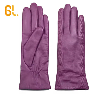 Robe <span class=keywords><strong>rose</strong></span> sexy d'hiver pour femmes GL44, gants en <span class=keywords><strong>cuir</strong></span> de mouton véritable de bonne qualité - Product Image 2