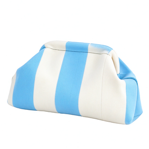 Women Vintage Open Summer Beach Dumpling Clutch Woven <b>Handbag</b> Ruched Casual Knitted Striped Colorblock - Product Image 1