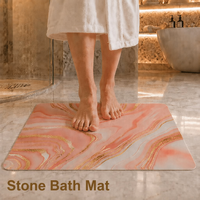 Tapis de bain de luxe en terre de diatomées, motif marbre, antidérapant, super absorbant, séchage rapide, écologique, avec logo personnalisé, ensemble de tapis de salle de bain