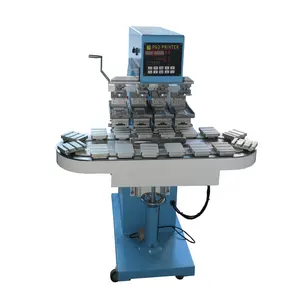 Clothing Metal Bottoms Bottles Tampography Pad Printing Machine with 4 Color Pad printers conveyor