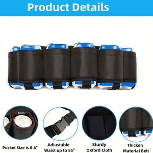 6 Pack <b>Beer</b> Belt Waist Holder, Adjustable Oxford Cloth Can Holster for Parties, Camping & Festivals - Product Image 4