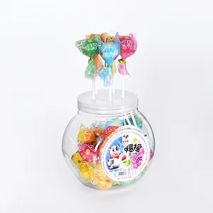Colorful round shaped fruity flavor halal candy lollipop