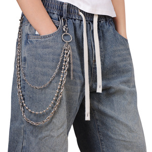 Cadena de Pantalones Estilo Punk Metálico yueli, Cadena de Cintura de Aleación de Zinc con Diseño de Borlas, Cadena de Cintura Informal para Baile Callejero y Estilo Hip Hop - Product Image 1