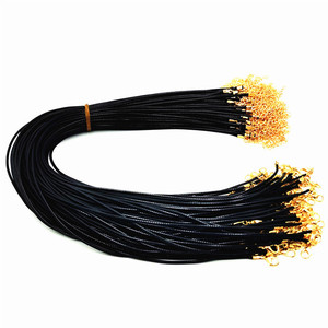 Cordón de cuero encerado para collar, 2mm, negro, 45cm, con cierre dorado, accesorio de joyería para colgante de cristal - Product Image 5