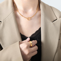Collier pendentif double couche en acier inoxydable plaqué or PVD anti-ternissement, bijoux en acier inoxydable, vente en gros
