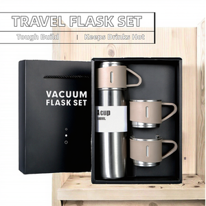 Portable Double Paroi Isolé Sous Vide En Acier Inoxydable Flacon Ensemble Deux Tasses De Voyage Design Moderne Performance Thermique Chaude Boîte-Cadeau - Product Image 2