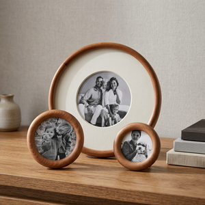 Juego de Marcos de Fotos Redondos de Madera, Decoración Minimalista para Mesa, Impresión Digital a Todo Color, Decoración para el Hogar, Marco de Fotos Personalizado - Product Image 1